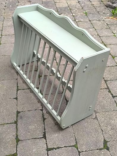 Beautiful Sage Green Wall-Mounted Plate Rack & Shelf