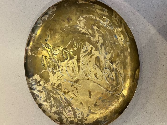 Coca Cola Embossed Brass Sign from the 50