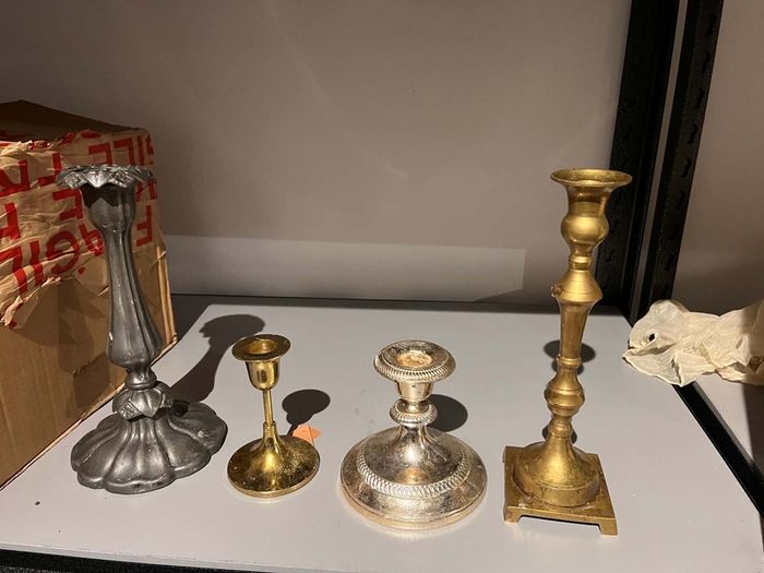 Job Lot of Vintage-Style Brass, Gold & Silver Candle Holders