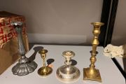 Job Lot of Vintage-Style Brass, Gold &amp; Silver Candle Holders