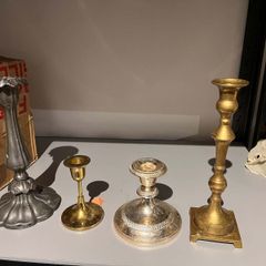 Job Lot of Vintage-Style Brass, Gold & Silver Candle Holders