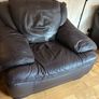 Chocolate brown leather couch Image 5