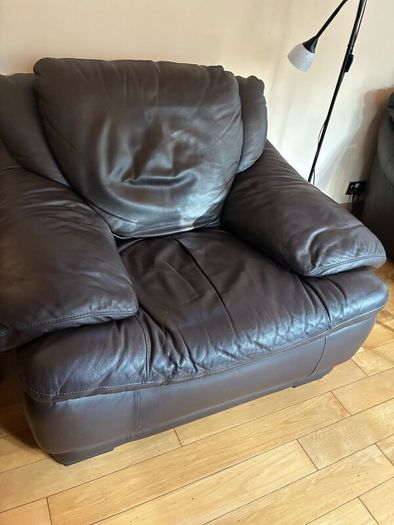 Chocolate brown leather couch