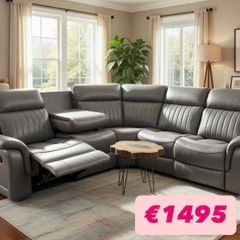 Recliner corner sofa with cup holder