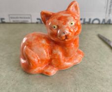 Galle Style Cat in Scarlet  Orangey /Red and Gold Reproduction of 1880s Original Emile Galle Tribute Likely German