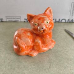 Galle Style Cat in Scarlet  Orangey /Red and Gold Reproduction of 1880s Original Emile Galle Tribute Likely German