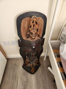 Carved African Wooden Mask Sculpture