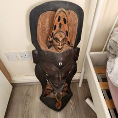 Carved African Wooden Mask Sculpture
