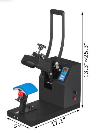 BRAND NEW Heat Press 6x3.75Inch Curved Element Hat Press Clamshell Design for Hats Rigid Steel Frame