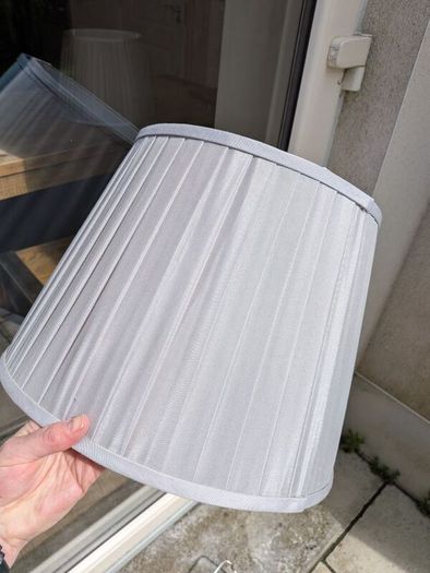 Pair of Large, Pleated, Grey Lampshades