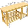 Bamboo Shoe Rack Bench 3 Tier Entryway Shoe Storage Organizer Shelf MULTIPLE COLOURS AVAILABLE (FREE POSTAGE) Image 6