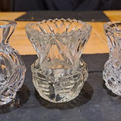 3 crystal vases small