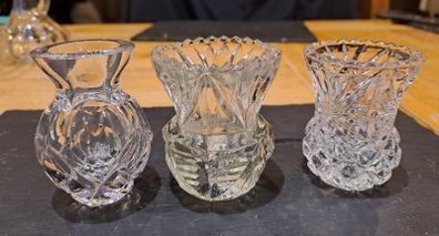 3 crystal vases small