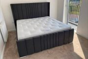 King Size Panel Wingback Bed And Mattress