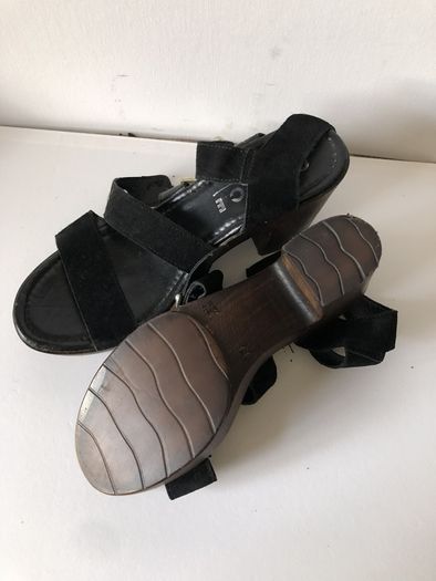 OFFICE London black suede wedge sandals size 6