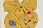 Embroidered Woodland Hair Bow Clip