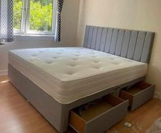 New Stylish Double 4ft, 4ft6, King 5ft And 6ft Superking Sizes Divan Beds Instock. Drawers And Optional Tufted Mattresses Available. Free Delivery
