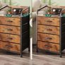 Bedside Table Cabinet with Drawers and Charging Station, Small Nightstand for Bedroom, Storage Chest of Drawers for Living Room, Hallway, Entryway, Rustic Brown Image 10