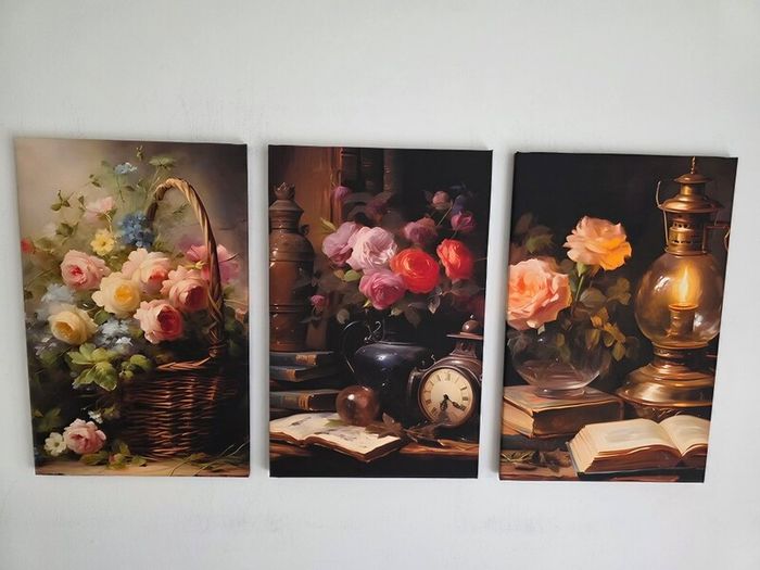 3 framed printed canvas 35x55cm each photo