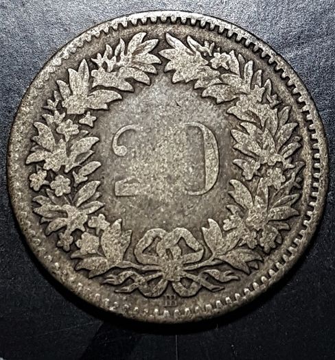 1850 Switzerland Helvetia 20 Rappen Swiss Coin