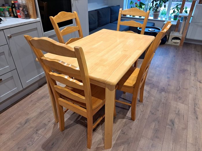 Wooden dining table and 4 chairs
