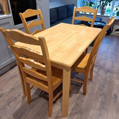 Wooden dining table and 4 chairs