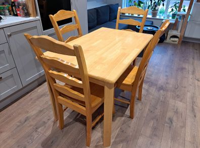 Wooden dining table and 4 chairs