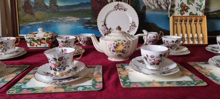47 Piece Royal Imperial Bone China Tea Set With Mixed Fruit Garden Collection For 10 Person Setting