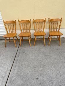 Round pine table & chairs