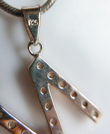 Vintage 925 Sterling Silver Necklace With N Pendant length 16" - 12,5g