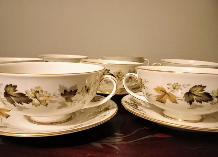 Royal Doulton Larchmont 7 x Two Handed Soup Bowl and Saucer