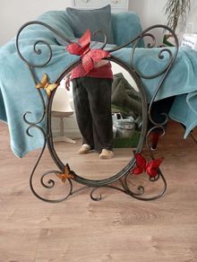 mirror with butterflies in cast iron