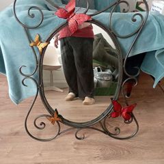 mirror with butterflies in cast iron
