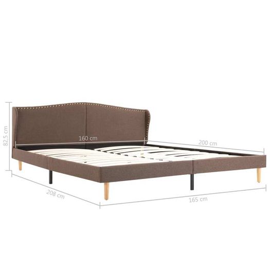 Bed Frame Brown Fabric 150x200 cm