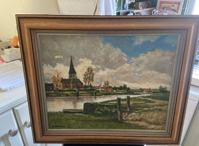Price drop!! Beautiful original  oil painting , signed. Dutch landscape