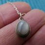 Vintage 80s Round Moonstone Pendant Sterling Silver 925  Necklace 2,2g L9,5" Image 4