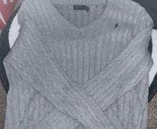 Polo Ralph Lauren Cable-Knit V-Neck Jumper XL Cold Grey