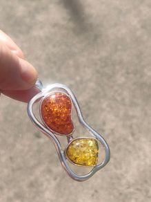 925 Silver Baltic Amber pendant set