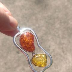 925 Silver Baltic Amber pendant set