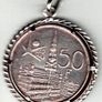 1958 Silver 50 Francs Belgium Coin Pendant Image 2