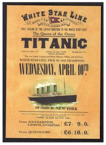 2012 Ireland Stampa Exhibition Card Showing Titanic Ticket on Front. Measures 105mmX147mm.