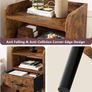 Bedside Table Set of 2, Nightstand, Side Table, Wooden Sofa End Table with Fabric Drawer, Open Shelf, Solid Wood Legs, 39x29x63 cm, for Bedroom, Living Room, Rustic Brown Image 7
