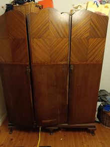 Vintage Mahogany Gentlemans Wardrobe  Art Deco Influence