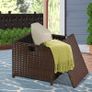 2 Pieces Outdoor Patio Ottomans, PE Rattan Foot Stool with Storage All Weather Outdoor Ottomans Footrest Seat with Removable Cushion(White) Image 6