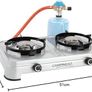 Camping Cook CV Gas Stove, 2-Burner, Camping Stove, Operation with Gas Cartridge, Portable Gas Stove with 3600 W, Cartridge Stove with 2 Infinitely Adjustable Hotplates Image 3