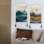 2 Pack Japanese Mountain Tapestry Wall Hanging with Tassels Misty Forest Tapestries Wall Art Sun Nature Landscape Home Decor for Bedroom Aesthetic (35 x 50cm) Image 3