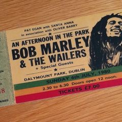 Bob Marley Souvenir Ticket Dalymount Park Dublin 1980