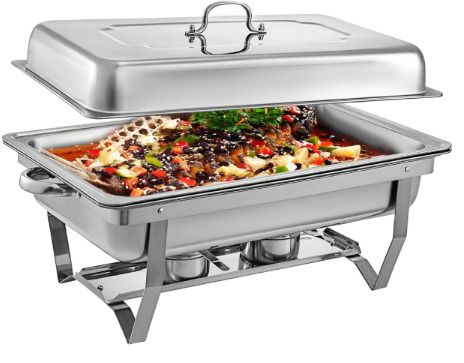 4 Pcs Chafing Dishes Buffet Stove Food Warmer 9L / 8 Quart Stainless Steel Foldable for Self-Service Restaurant Catering Parties