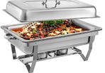 4 Pcs Chafing Dishes Buffet Stove Food Warmer 9L / 8 Quart Stainless Steel Foldable for Self-Service Restaurant Catering Parties