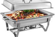 4 Pcs Chafing Dishes Buffet Stove Food Warmer 9L / 8 Quart Stainless Steel Foldable for Self-Service Restaurant Catering Parties